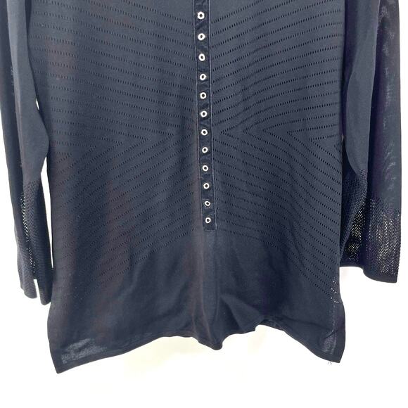 00s EXCLUSIVELY MISOOK Vintage Black VNeck Shoulder Pad Blouse - Picture 8 of 11